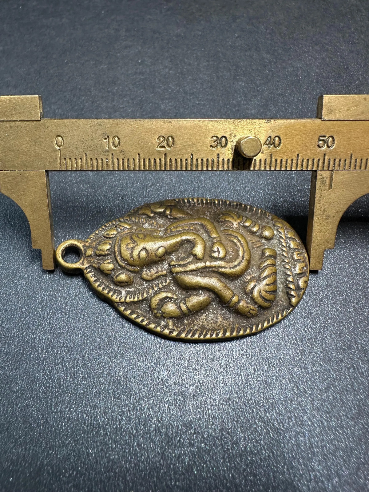 Vintage Brass Ganesha Pendant, Hindu Elephant God Amulet, Nepal Ganesh Charm, S