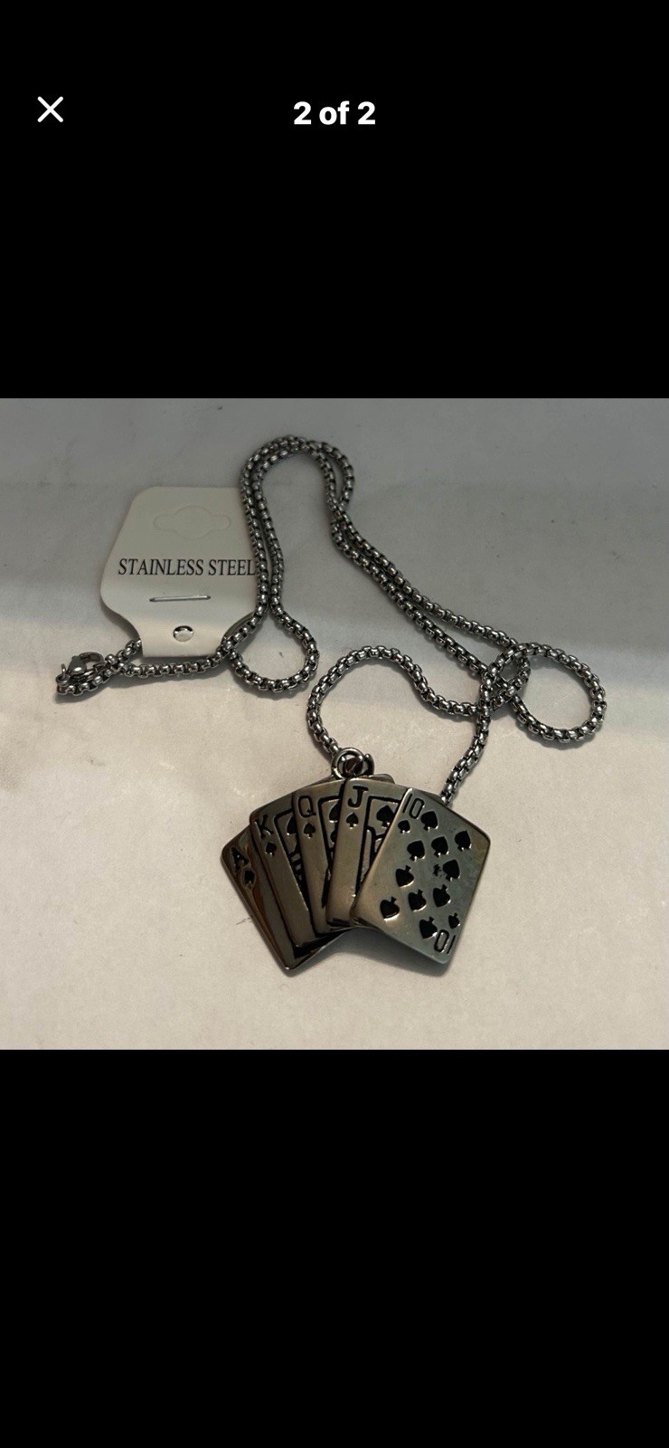 Stainless Steel Poker Royal Flush Necklace