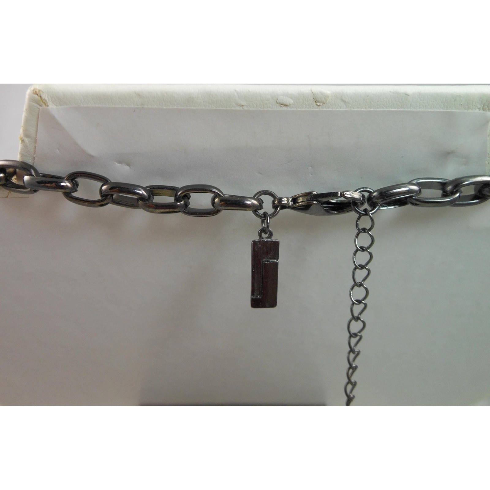 Vintage Three Strand Crystal Pendant Black Grey Necklace – Designer Signed