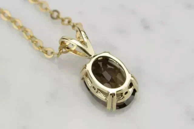Lab Created Chocolate Diamond 2Ct Oval Cut 14K Yellow Gold Plated Womens Pendant