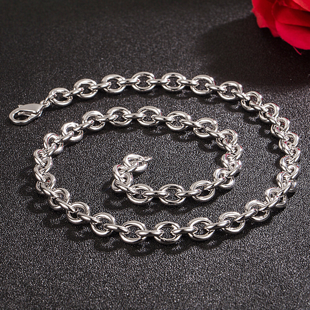 925 Sterling Silver 8.5mm Round Cable Rolo Chain Necklace 16″- 26″ Men & Women