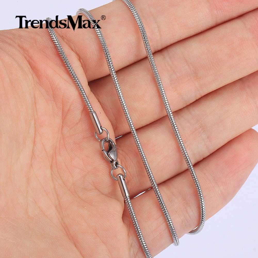 USA 18/20/22/24/26/28IN Solid Stainless Steel Round Snake Chain Necklace 1.6/2MM