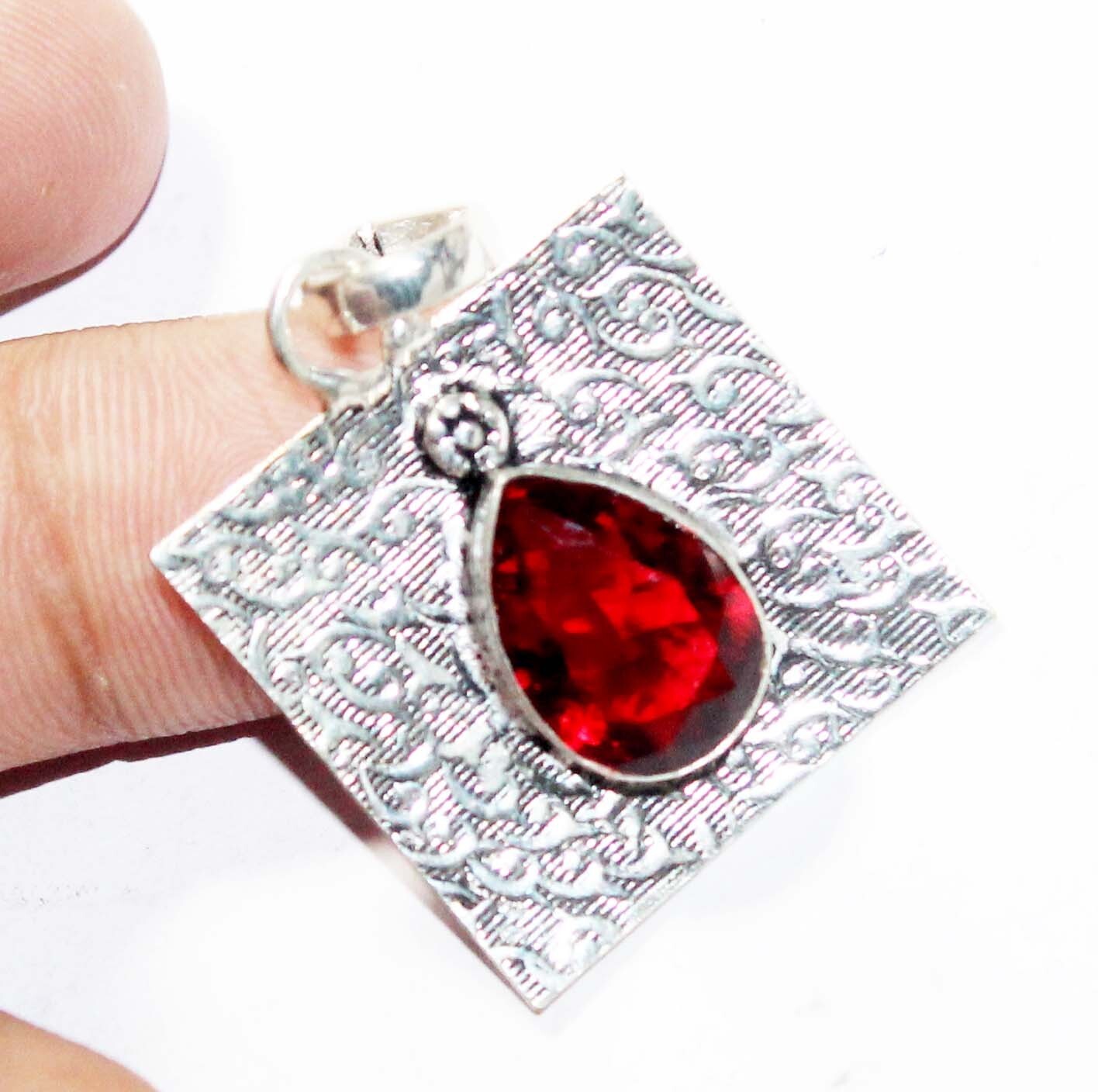 Hydro Garnet Pear Shape Gemstone Handmade Pendent Jewelry Pendant Size 1.5 Inch