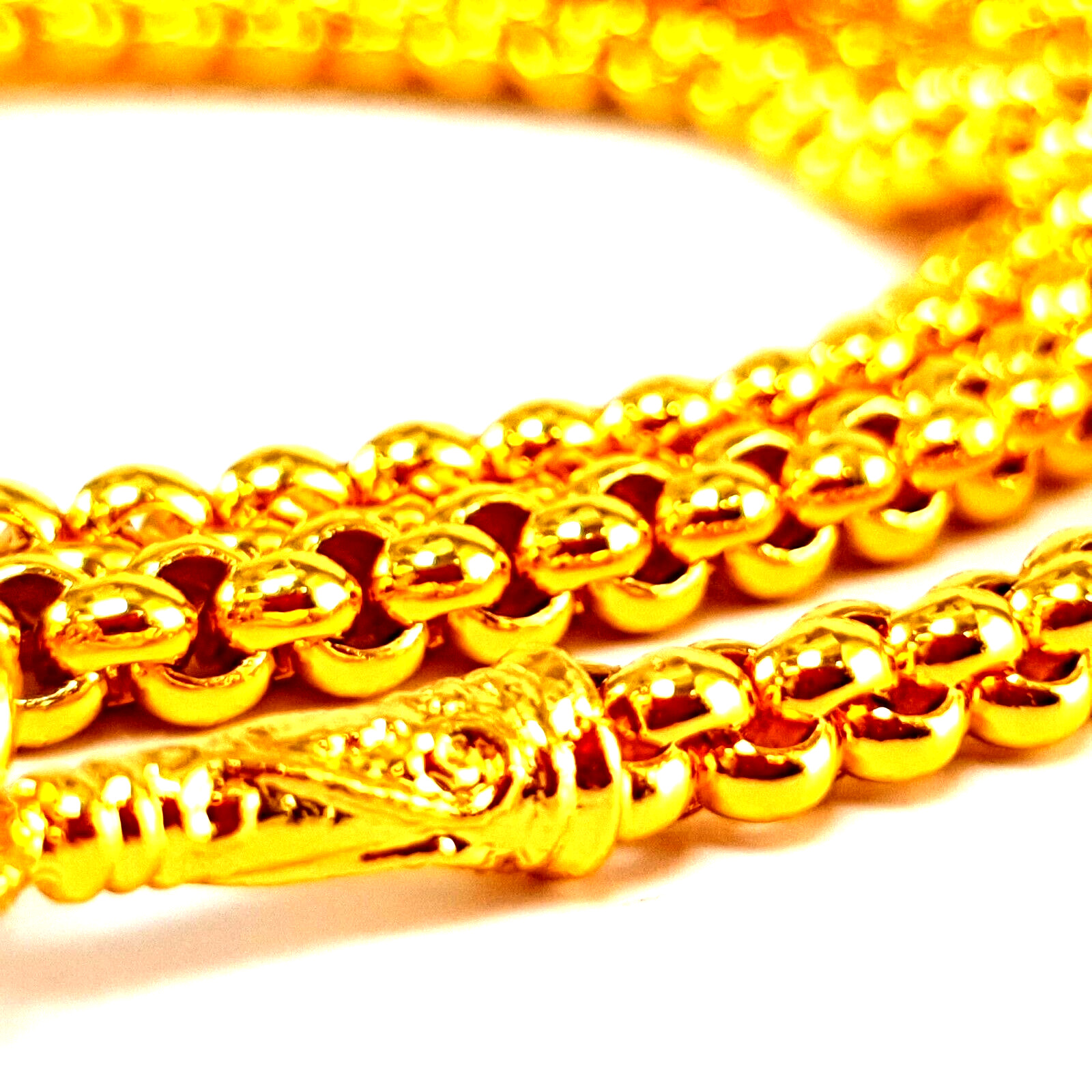 Gold Color Plated Brass Unisex Adult Charm Necklace Fashion Jewelry 24″ 5 MM.