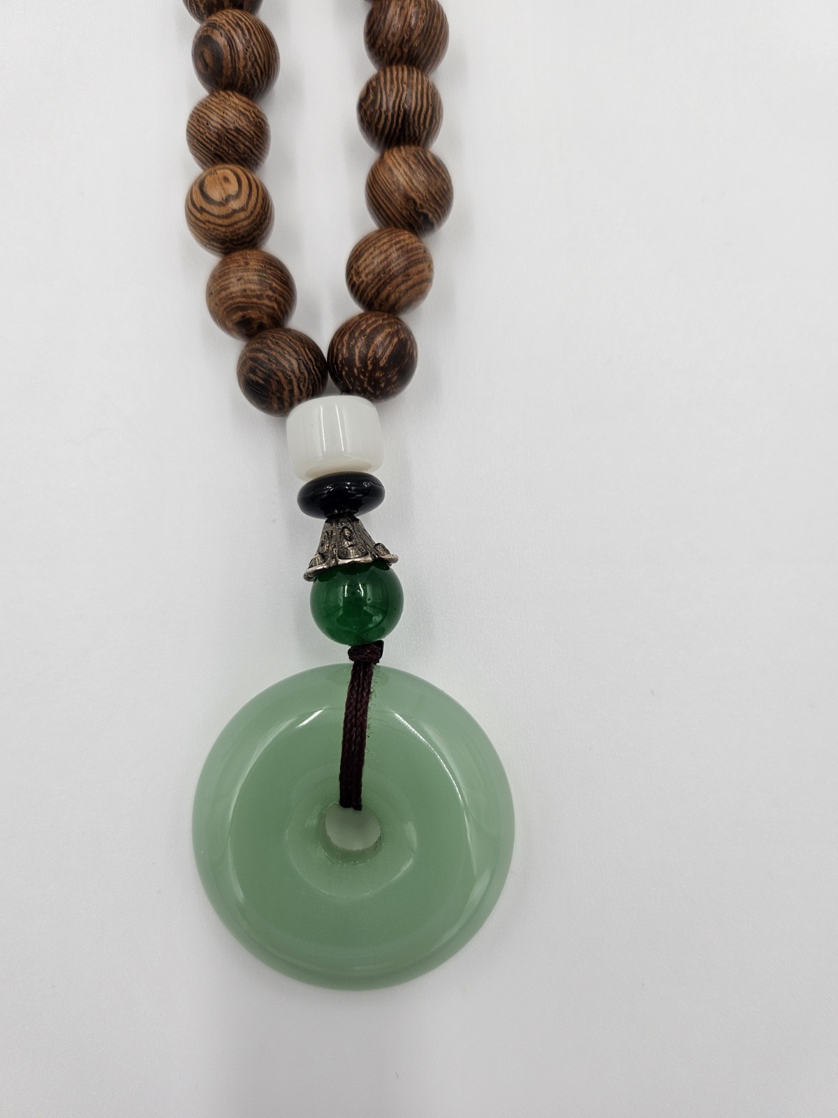 New Vintage Nepal Long Buddhist Mala Wood Beaded Pendant Necklace Ethnic Style