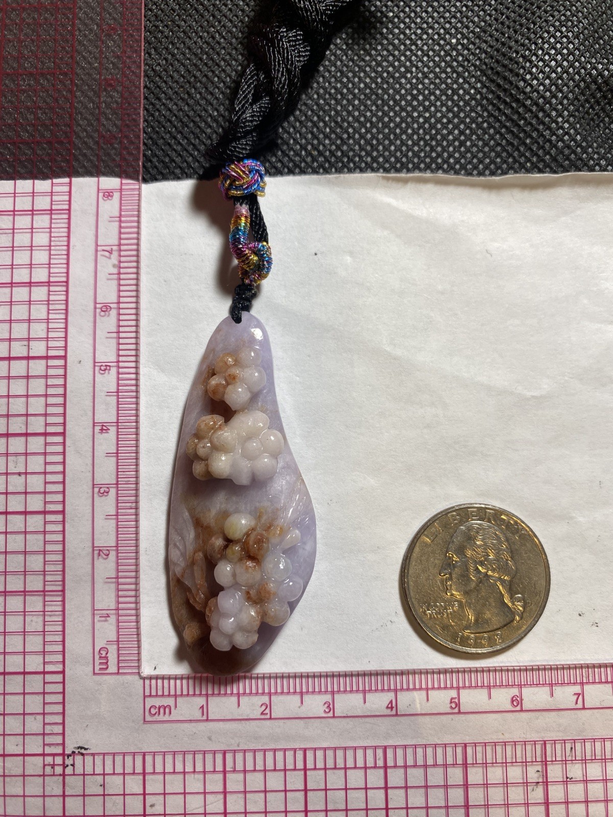 100% Natural Jadeite Jade pink Purple red Pendant 天然缅甸翡翠 A 货粉红紫梅花吊坠