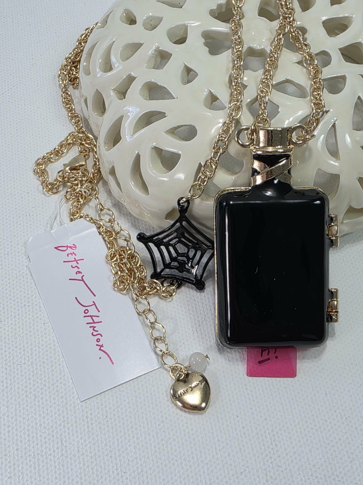 Halloween Betsey Johnson Long Pendant Poison Bottle Necklace Locket Snake NWT