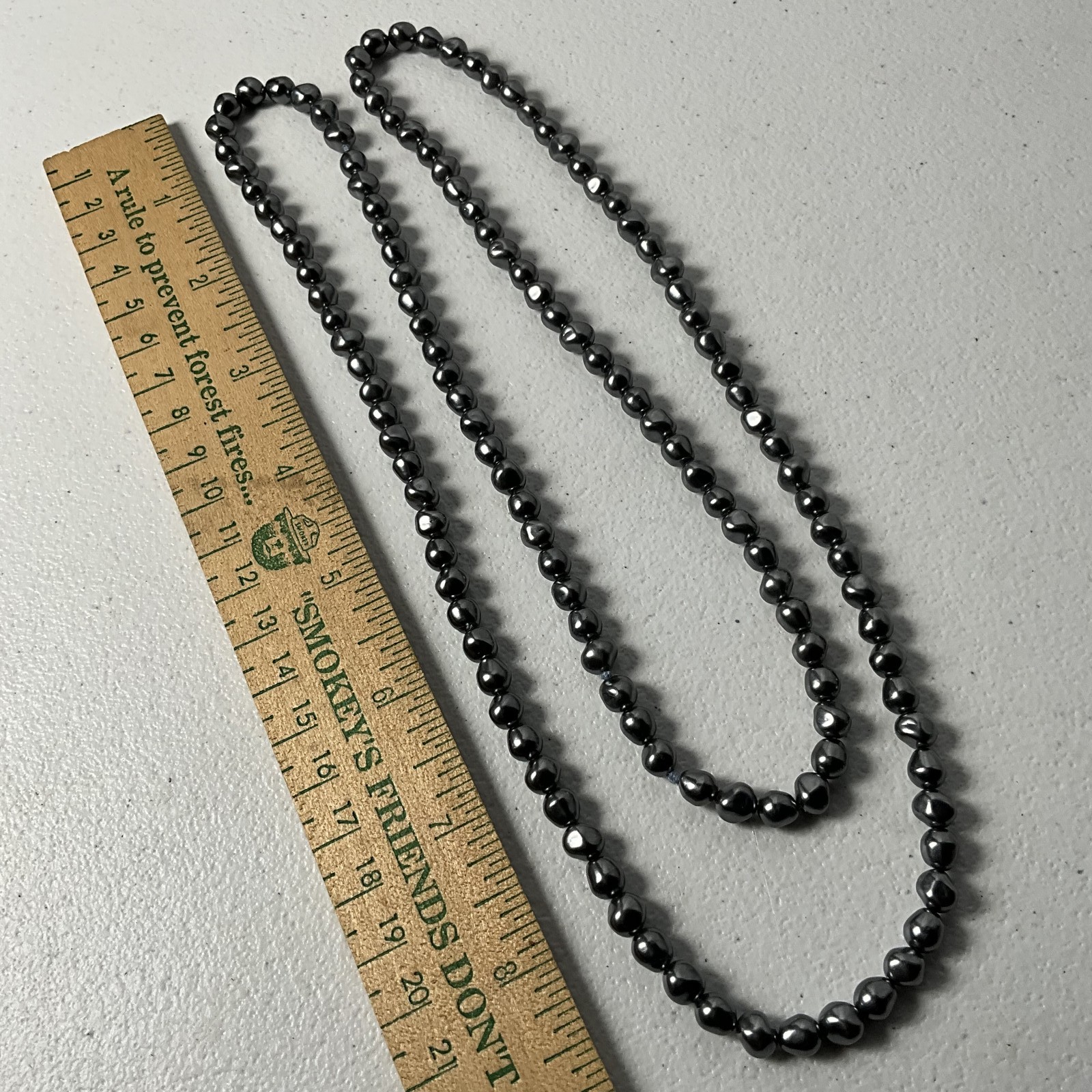 Long Dark Grey Black Freshwater Pearl Necklace Opera Length Strand Fashion