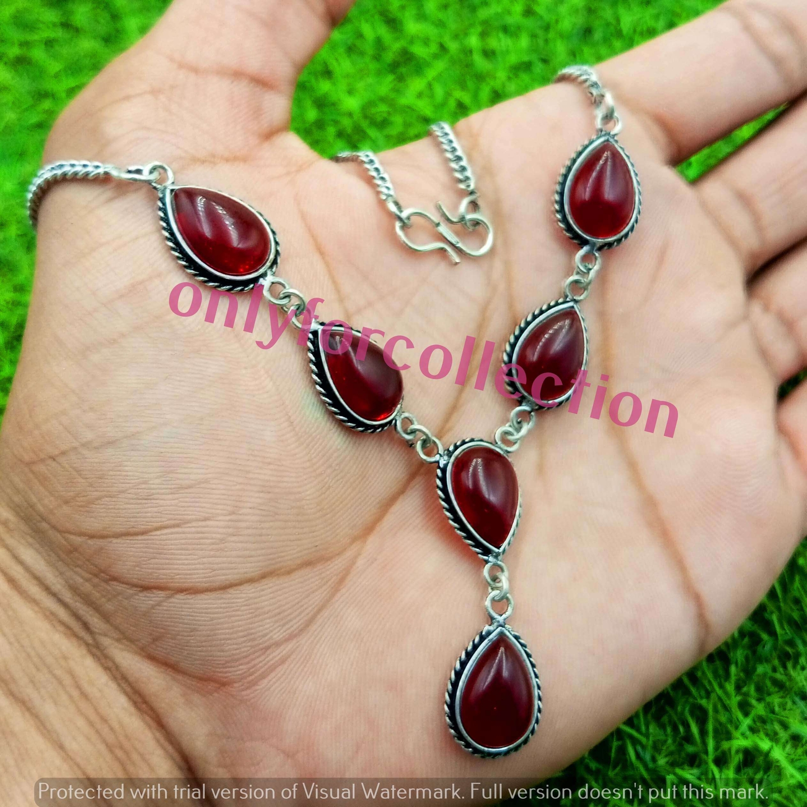 Garnet Gemstone 925 Sterling Silver Plated Women Necklace MWN-N45