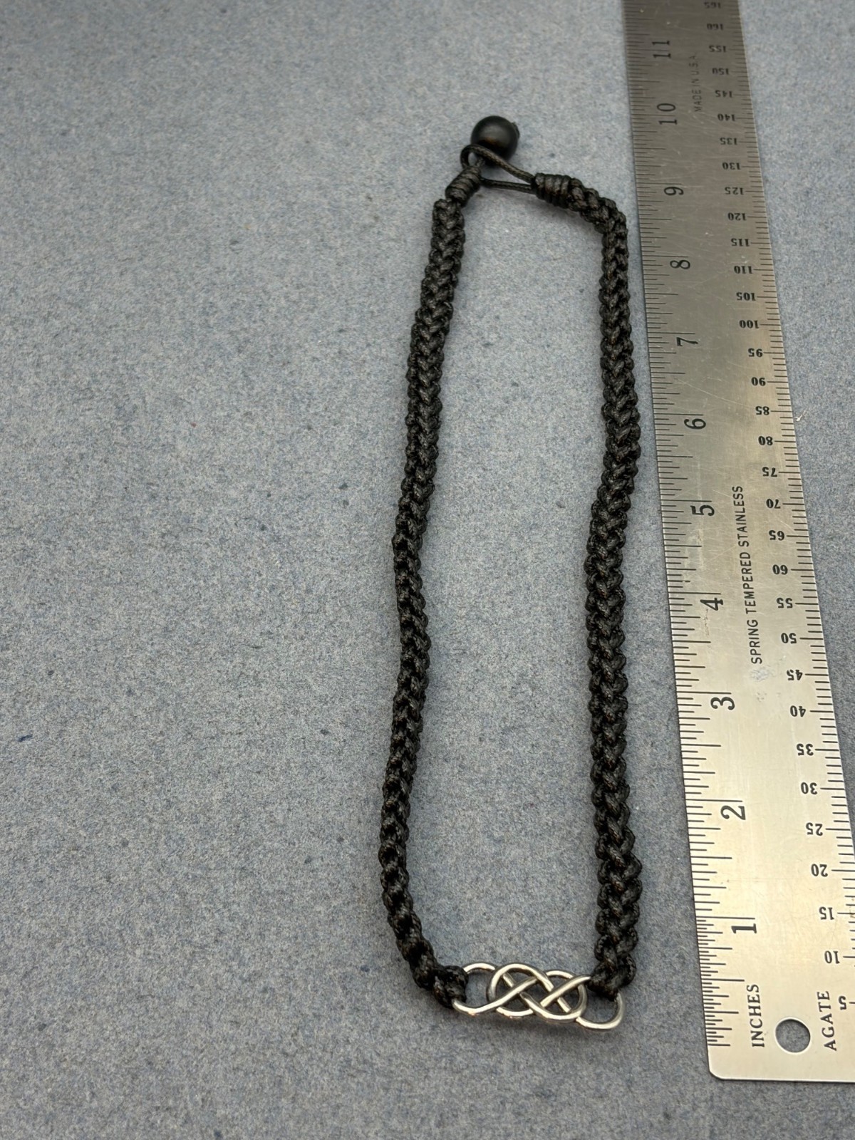 Braided Rope Necklace 20 In Black Urban Silver Knot Infinity Pendant Nautical