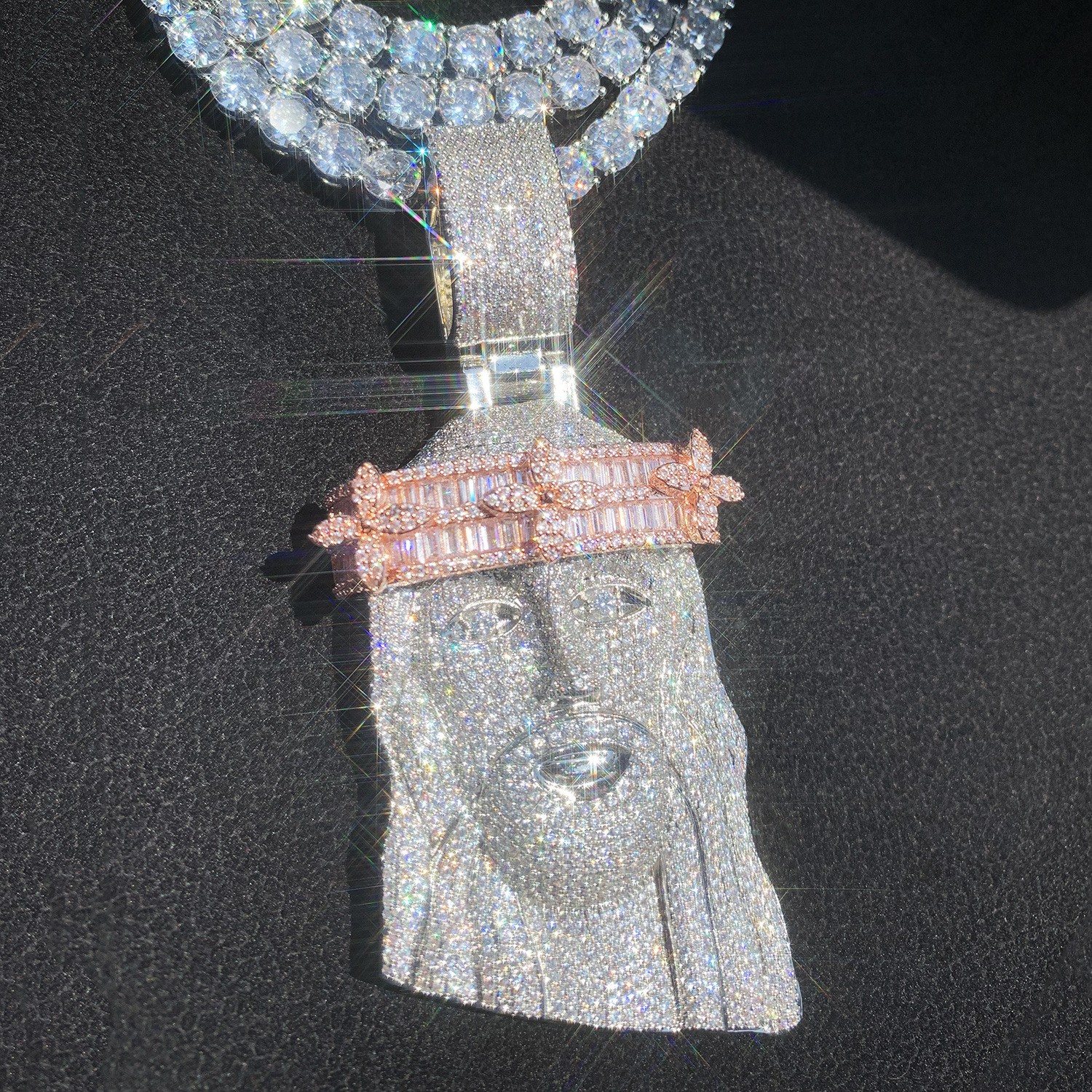 Hip Hop JESUS Pendant Necklace Gold Filled CZ Zircon Lucky Sweater Necklace Gift
