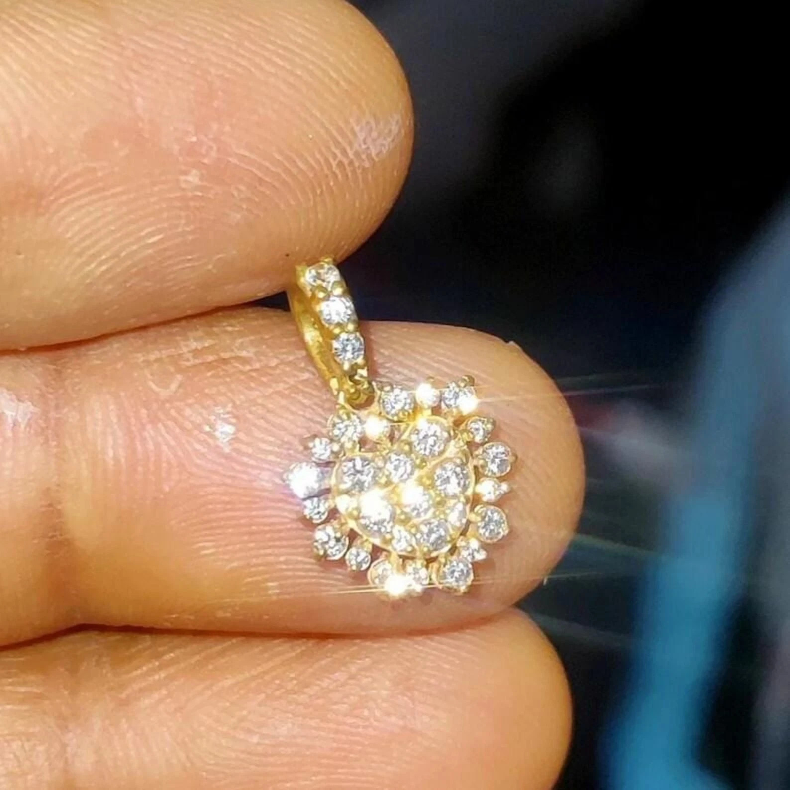 Womens Mini Heart Pendant 14K Yellow Gold Plated 1.5Ct Round Lab Created Diamond