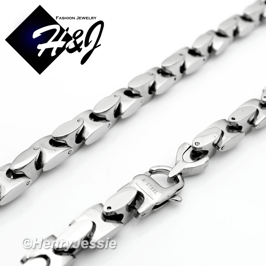18-40″Stainless Steel 8mm Silver Interlock Chain Black Plated Cross Pendant*BP72