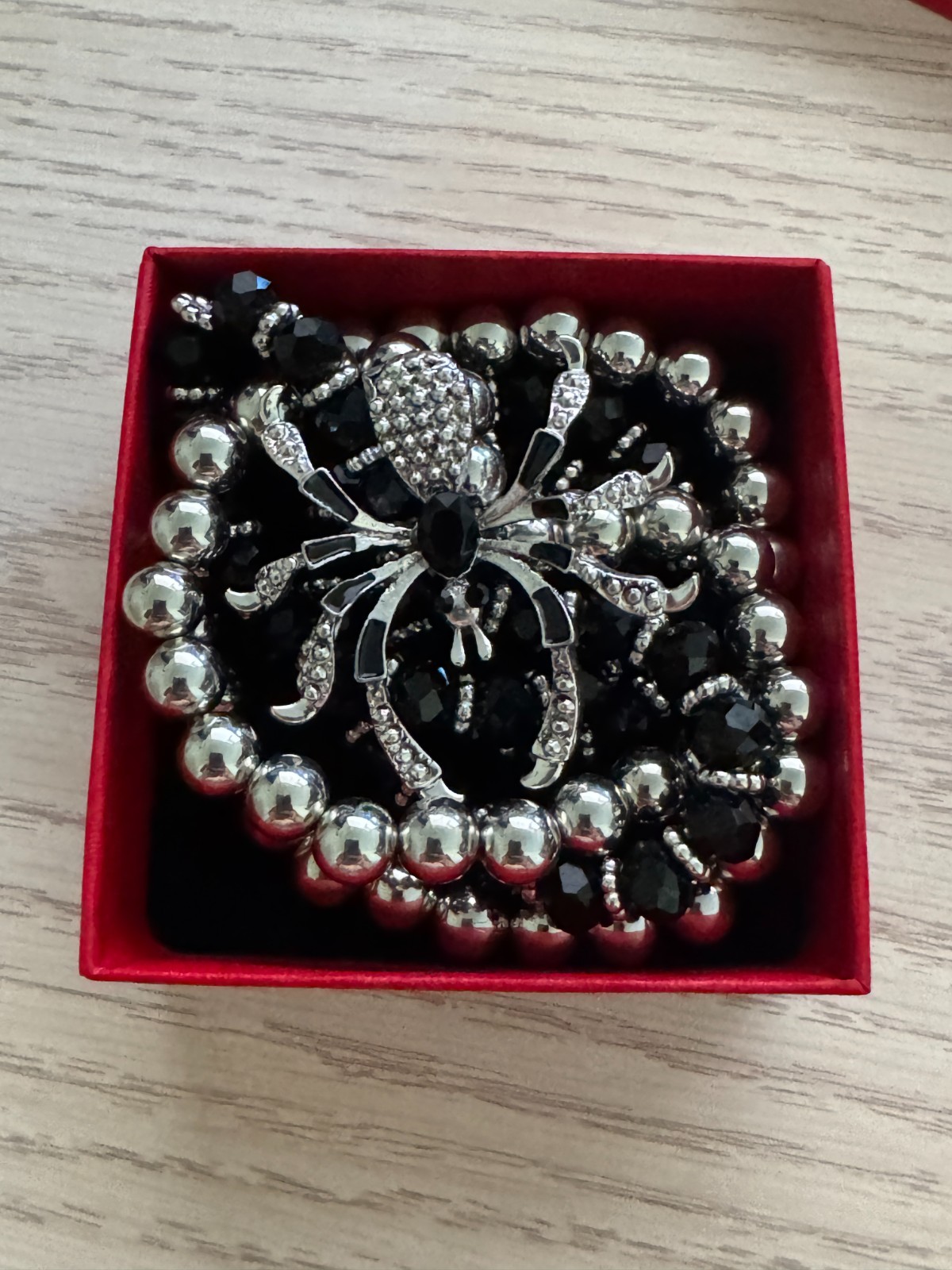 Gothic Halloween Spider Crystal Beaded Double Layer Elastic Necklace or Bracelet