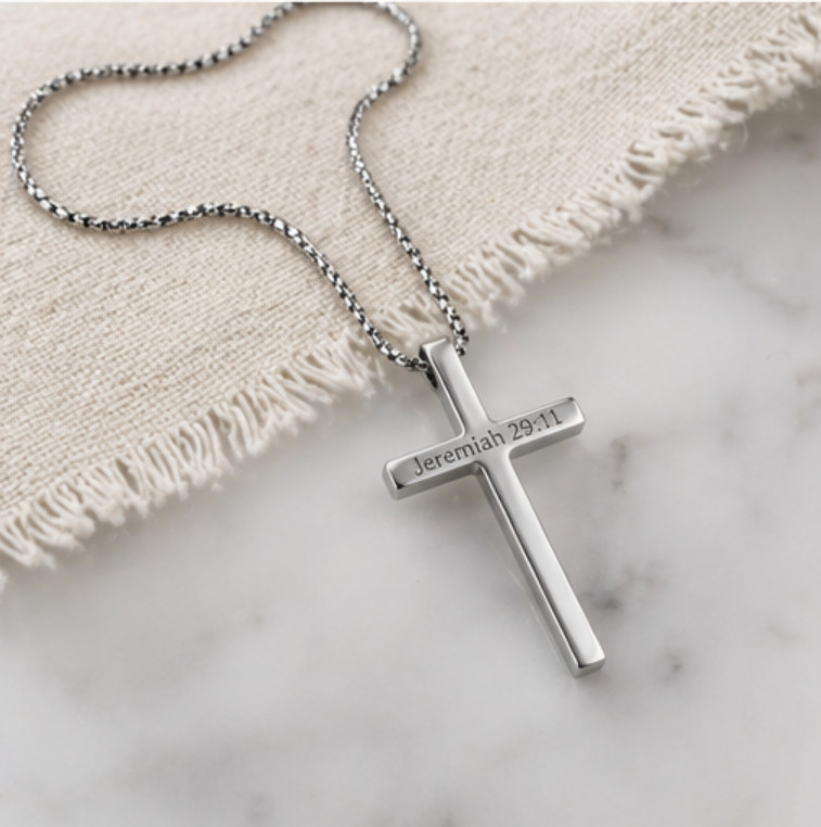 Personalized Engraved Cross Necklace GIFT FOR HIM CUSTOMIZE YOUR OWN