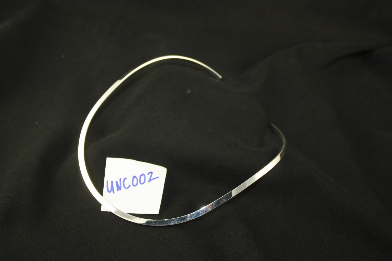 .925 Sterling Silver Plated Choker Collar Necklace Oval Shiny Fashion Jewelry