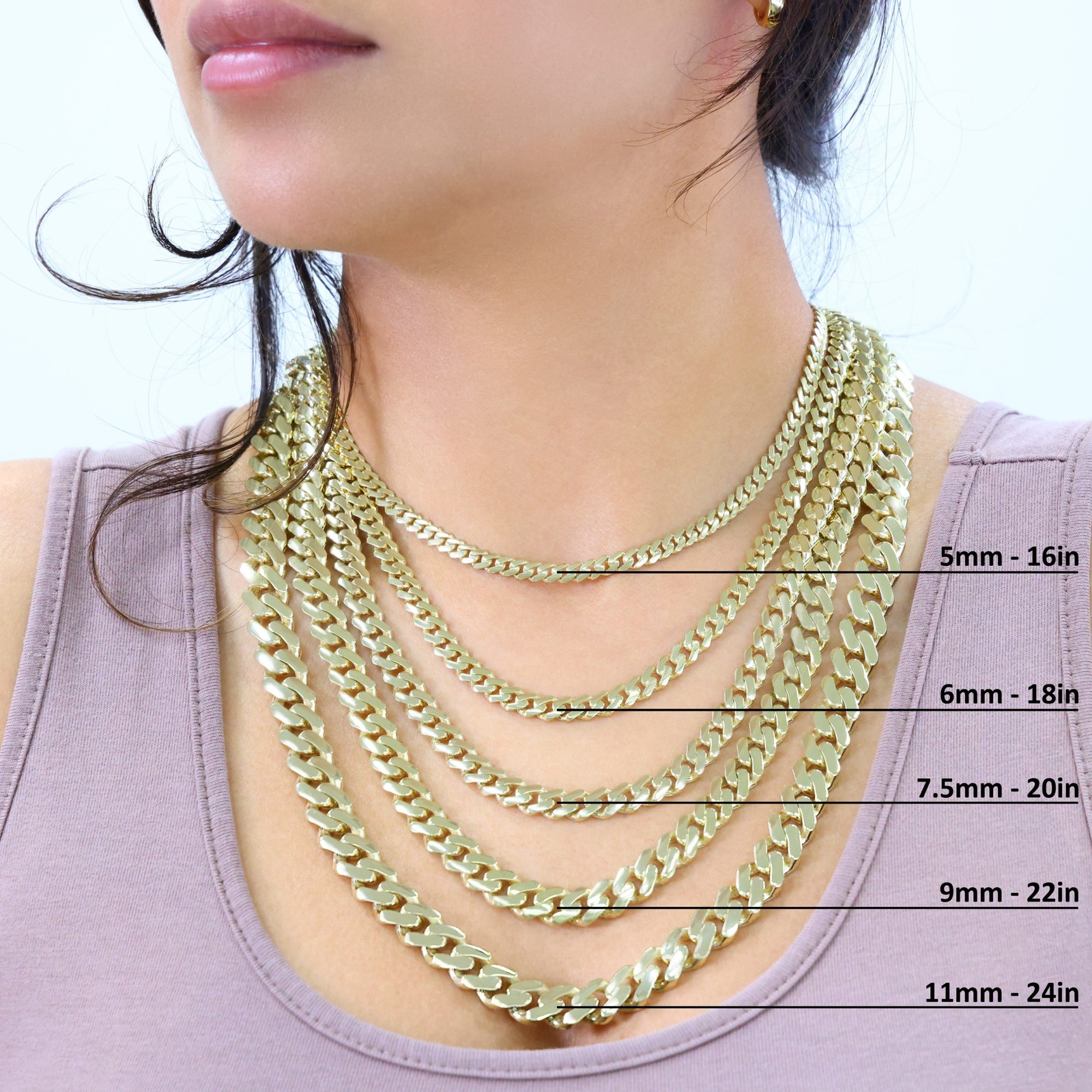 10K Yellow Gold Miami Cuban Royal Monaco Link Chain Necklace 5mm-20mm, 16″- 30″