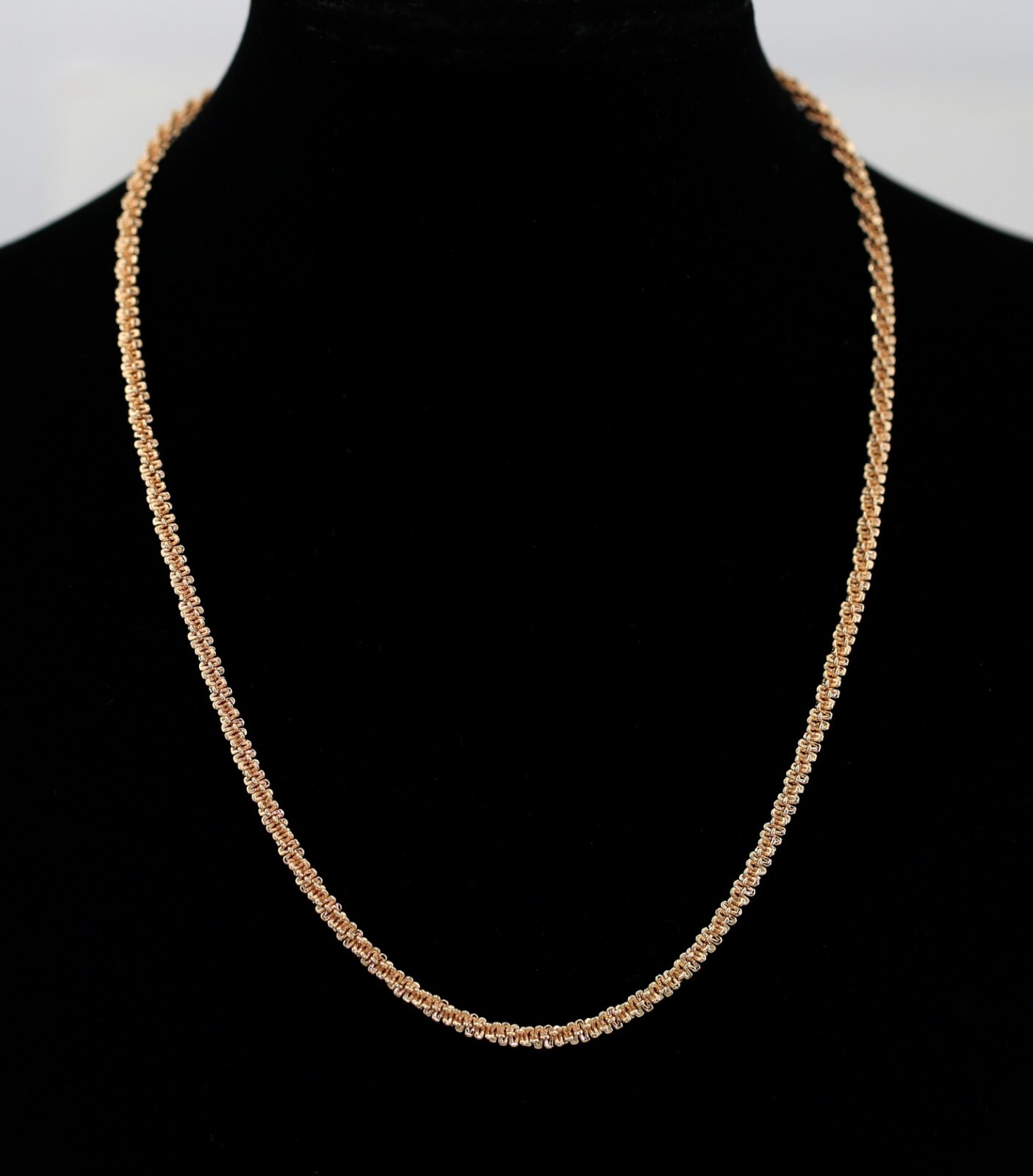 18K ROSE GOLD GF WOMENS MENS MARGARITA TWISTED ROCK CHAIN SHIMMER NECKLACE 45CM