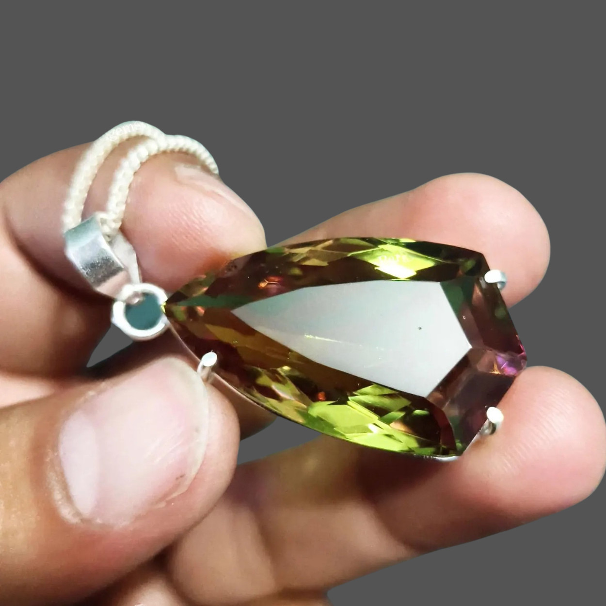 70Ct Color Change Alexandrite Pendant Lab Created German Silver Necklace