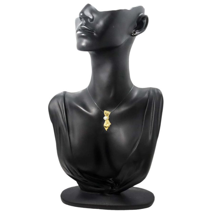 [USED]MIKIMOTO Akoya Pearl 6.5mm Pendant Top in 18K Yellow Gold Ribbon JAPAN