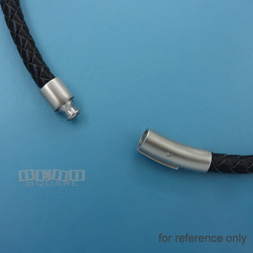 Curved Stainless Steel Round Genuine Leather Cord Necklace / Bangle (5mm / 6mm)
