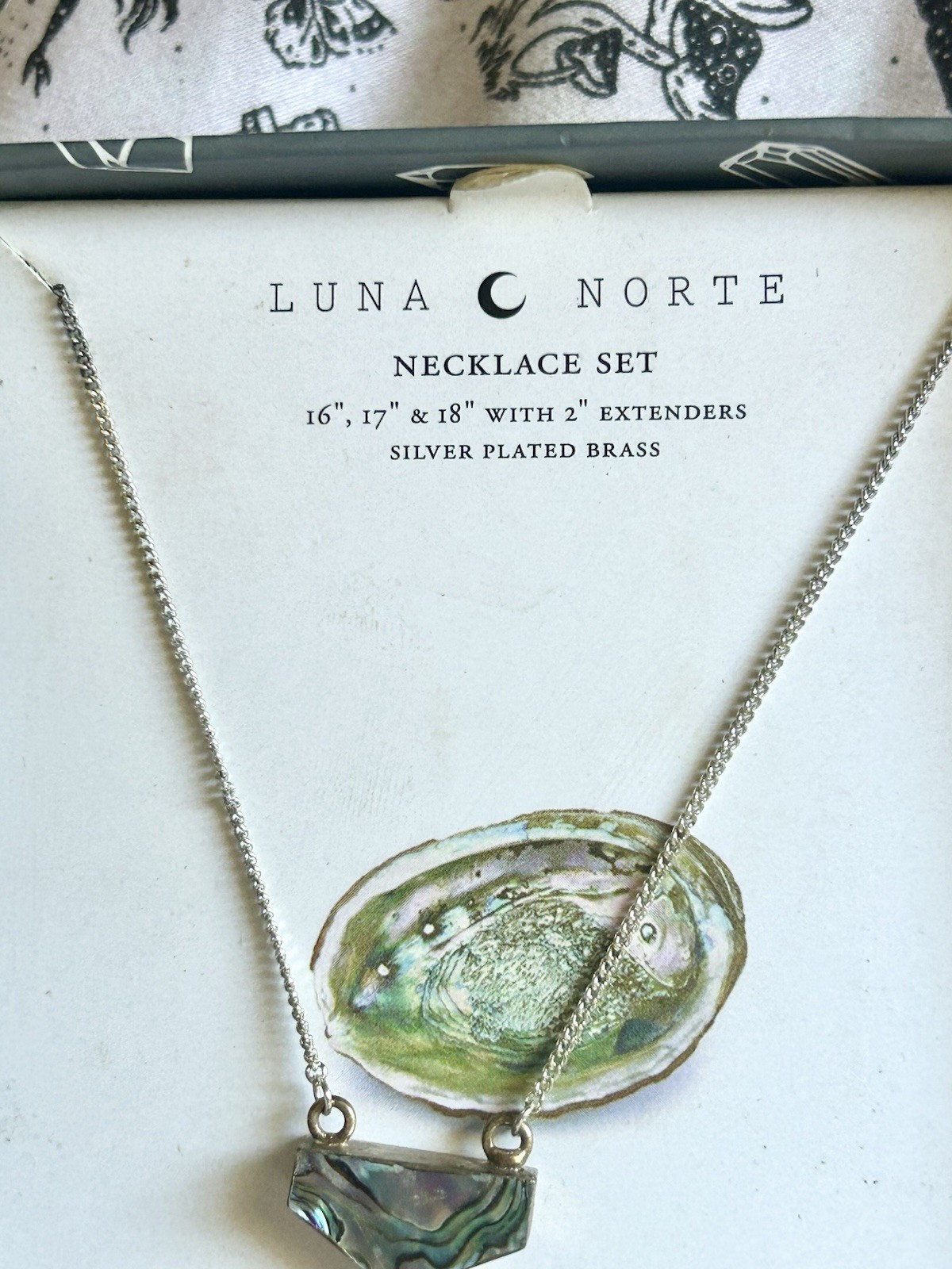 Luna Norte Abalone Silver Plated Brass Necklace 16-20” In Original Box NIB