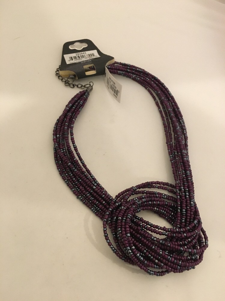New With Tag A.N.A. Adjustable Necklace Black Brown Small Beads 10 Strand (345)