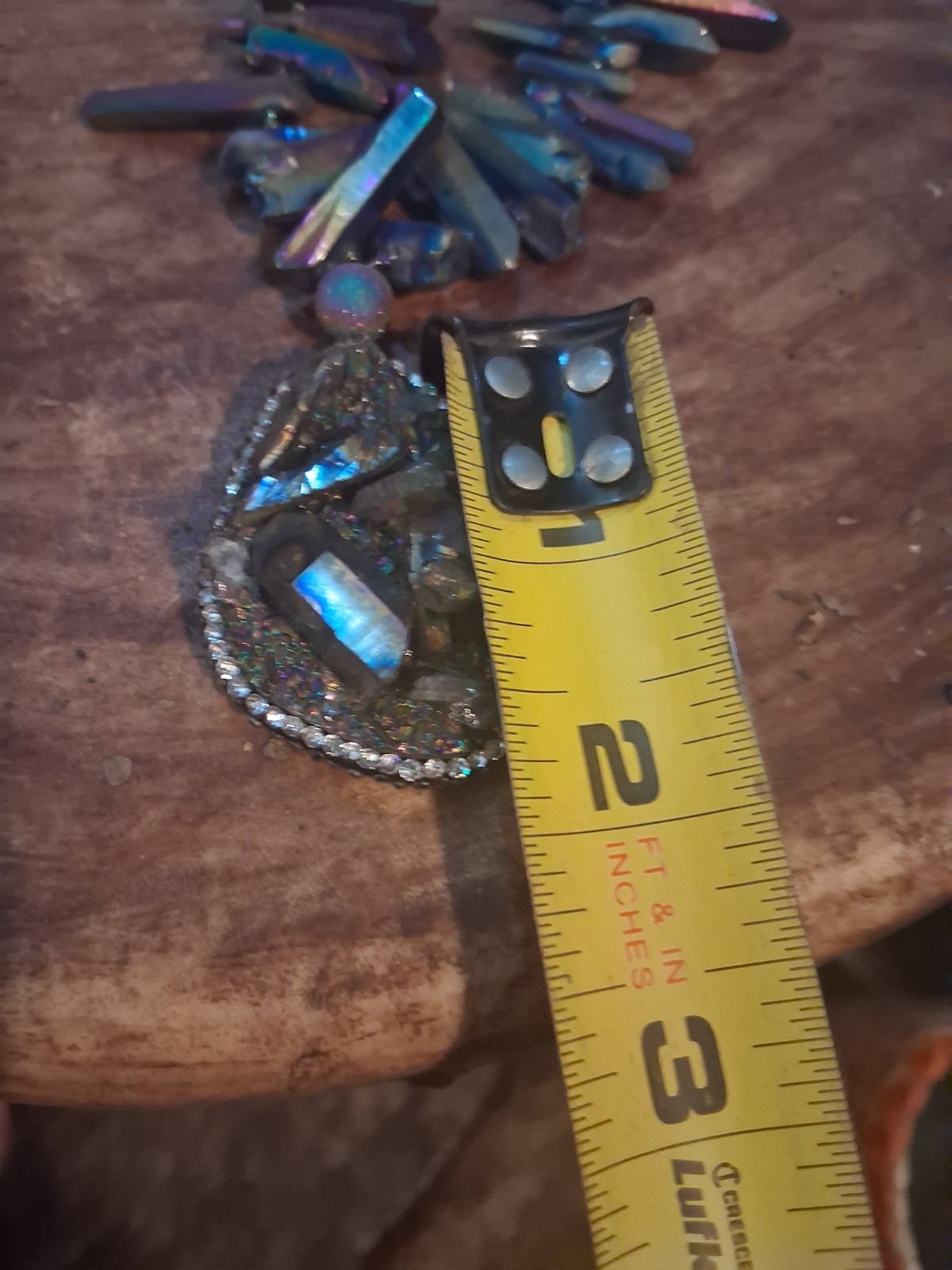 **EXCELLENT RAINBOW TITANIUM QUARTZ CRYSTAL NECKLACE & PENDANT NICE!!*