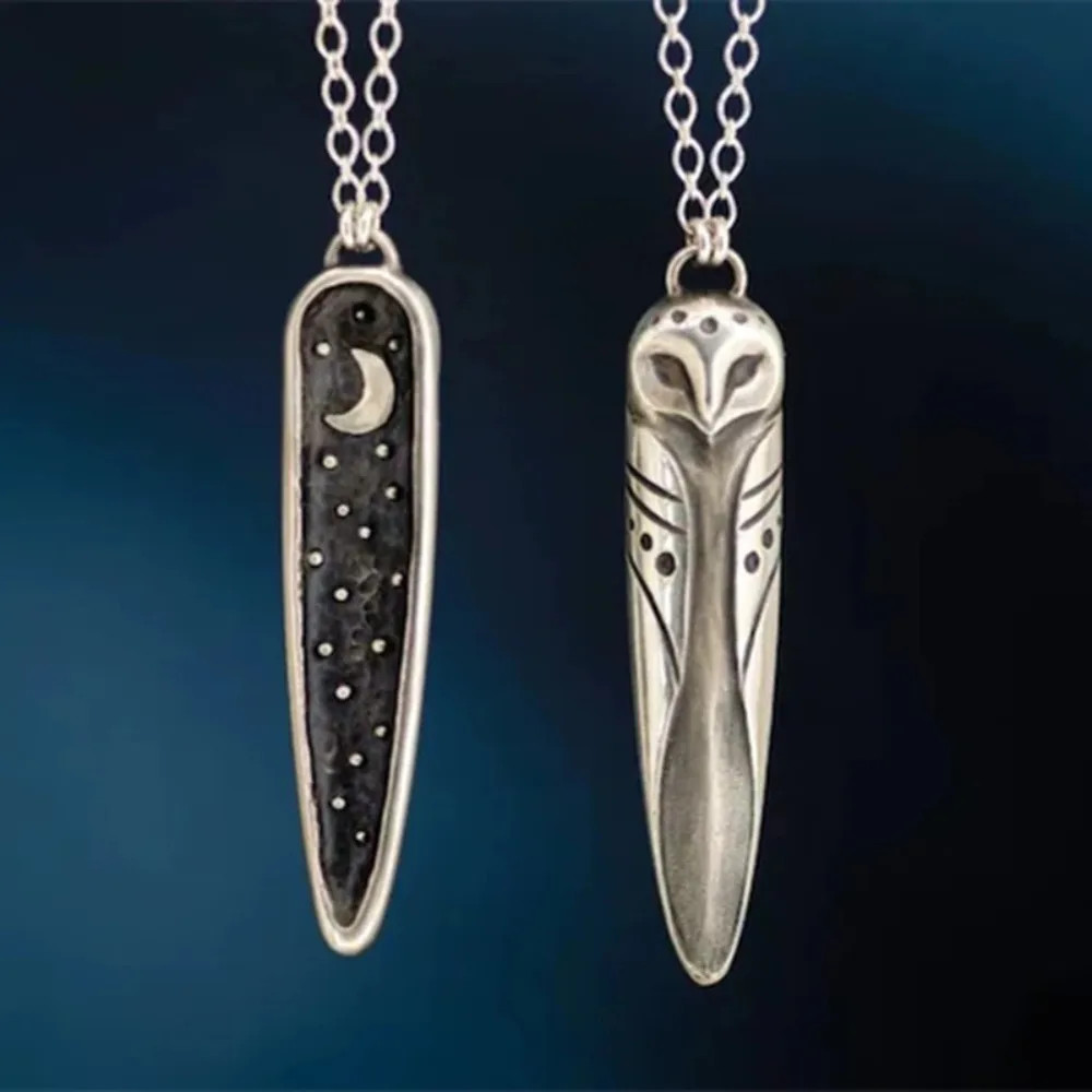 New Simple Fashion Niche Punk Style Retro Creative Animal Owl Star Moon Pendant
