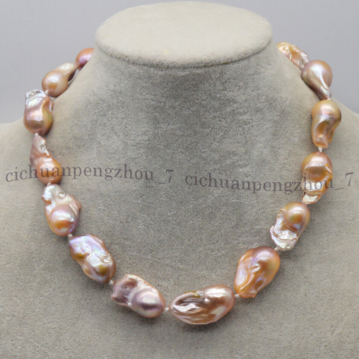 Huge 15-25mm Natural Pink Purple South Sea Keshi Baroque Pearl Necklace 18”
