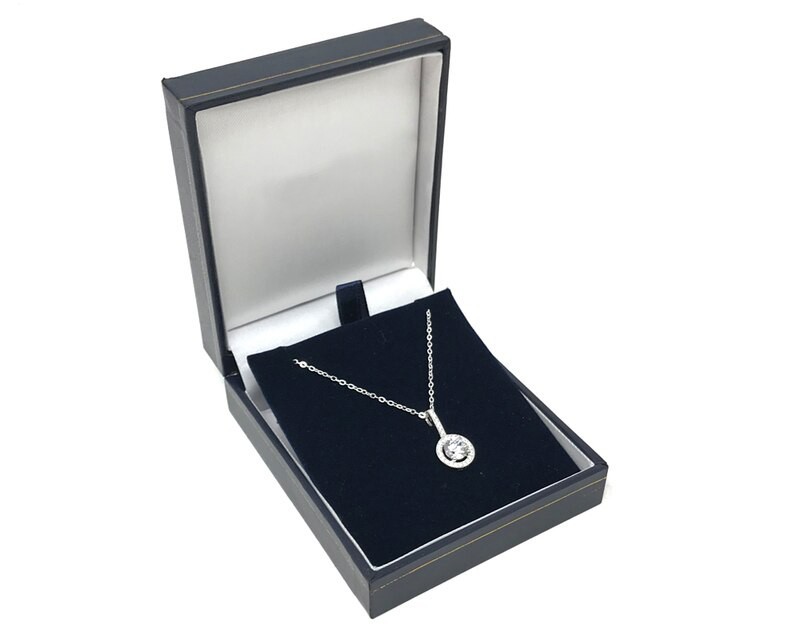 Sterling Silver Micro Set Cubic Zirconia Halo Pendant on 46cm Chain Necklace