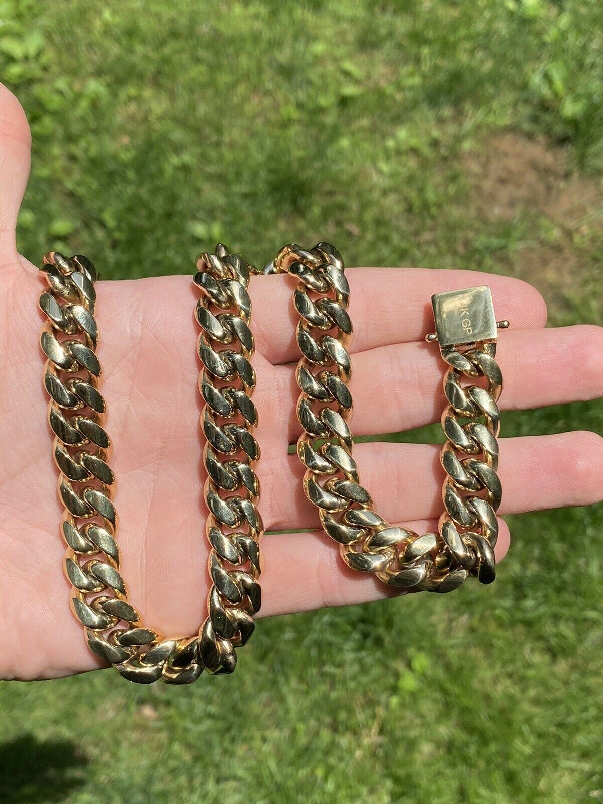 14mm 20″ Mens Real Miami Cuban Link Choker 14k Gold Plated Over Stainless Chain