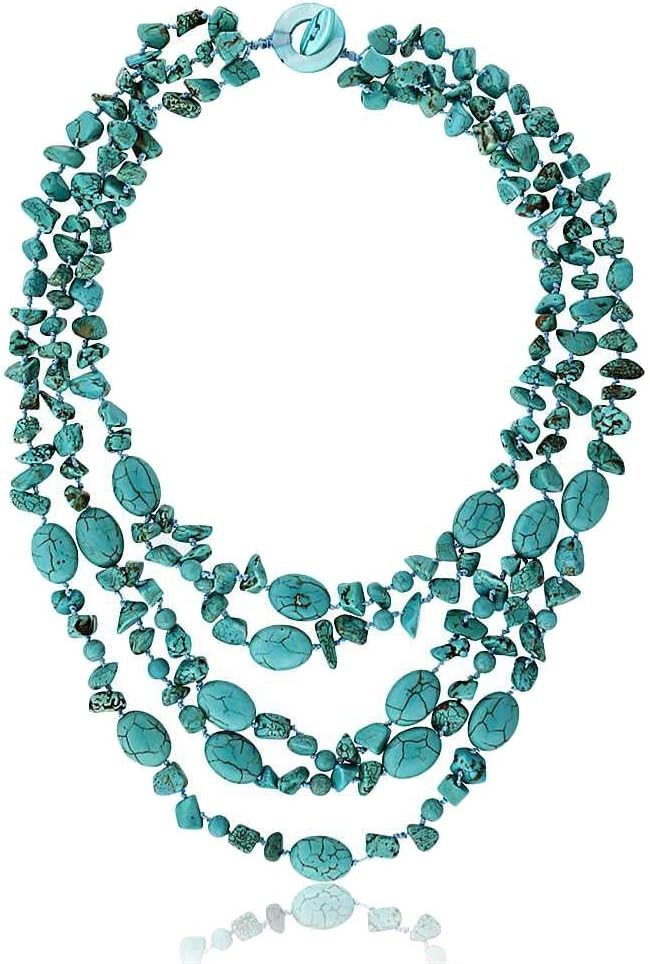 Chic 20” Simulated Turquoise Necklace with Toggle Closure – Ideal for Occasions