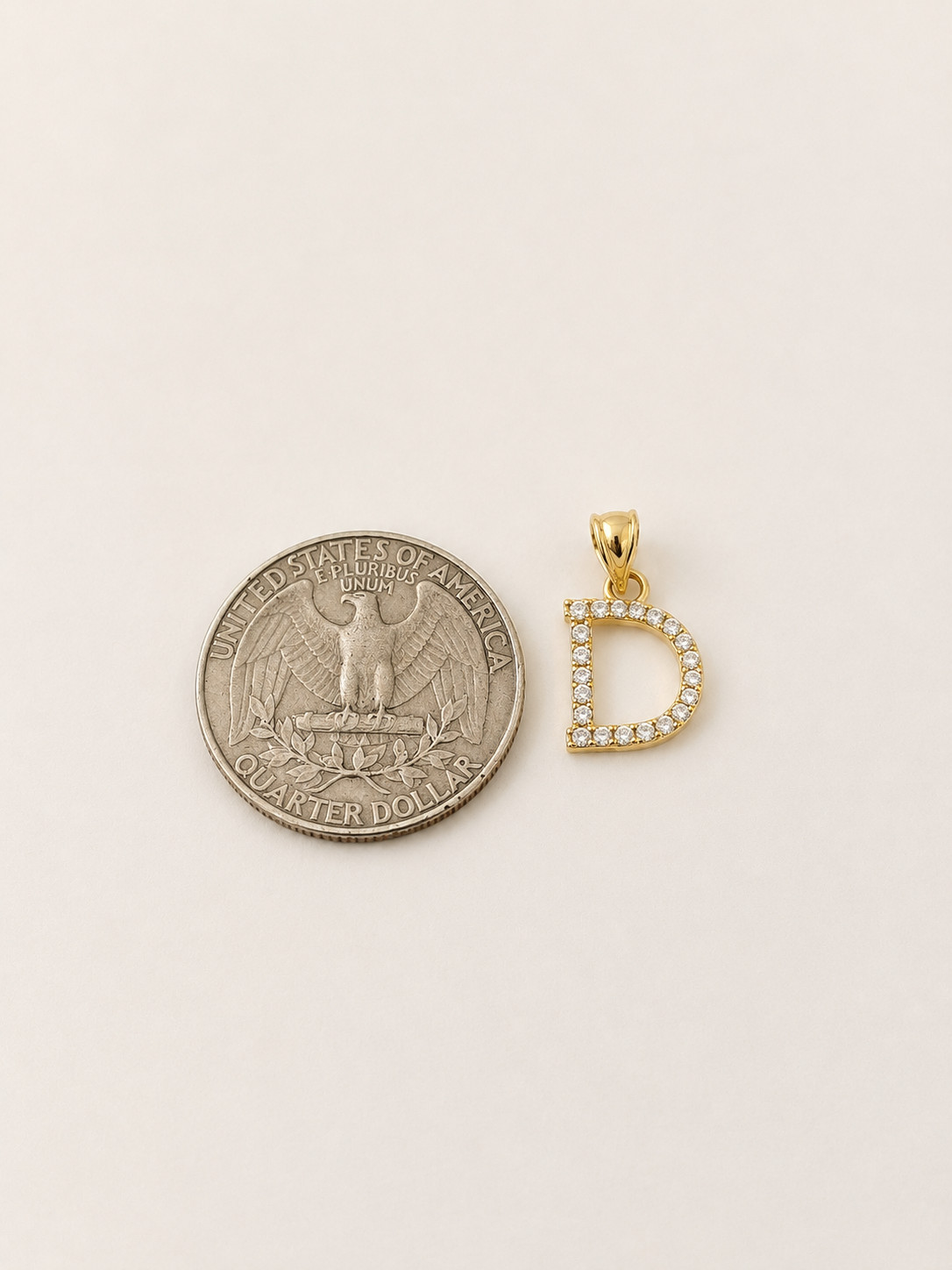 10K Gold Solid Franco Chain D Initial CZ Stone Pendant Set 1mm 16 18 20 22 Women