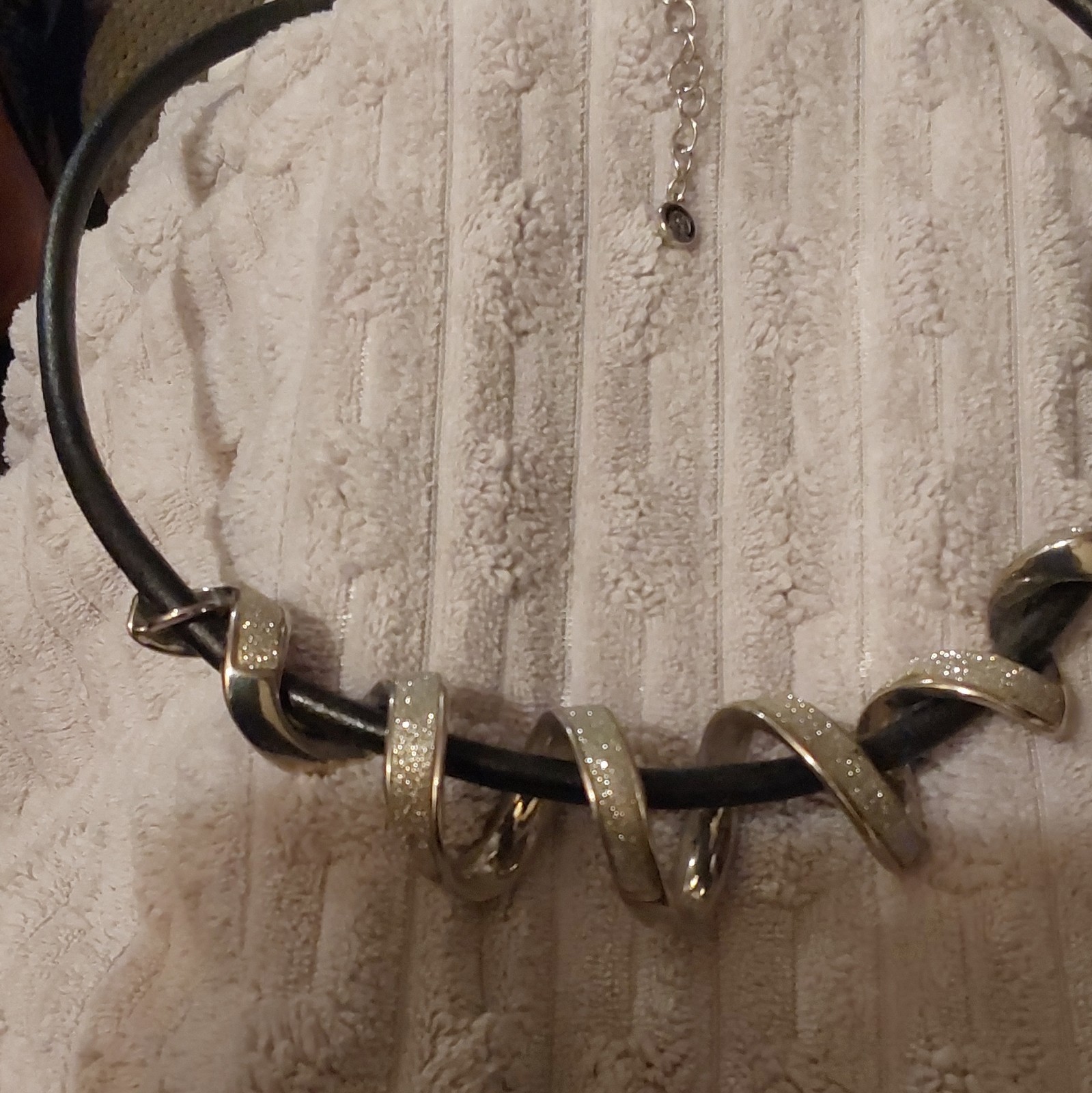 Black Faux Leather Cord Choker Necklace Adjustable Lobster Clasp Extension