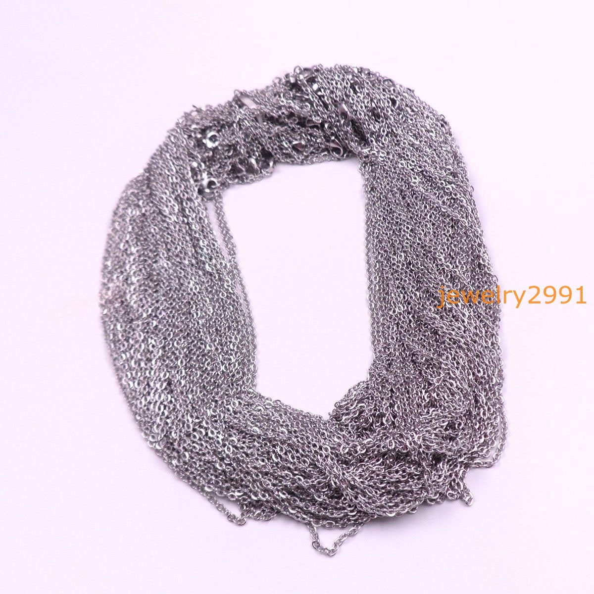 100pcs Lot womens stainless steel silver rolo chain necklaces 1.5/2/2.5/3.2mm