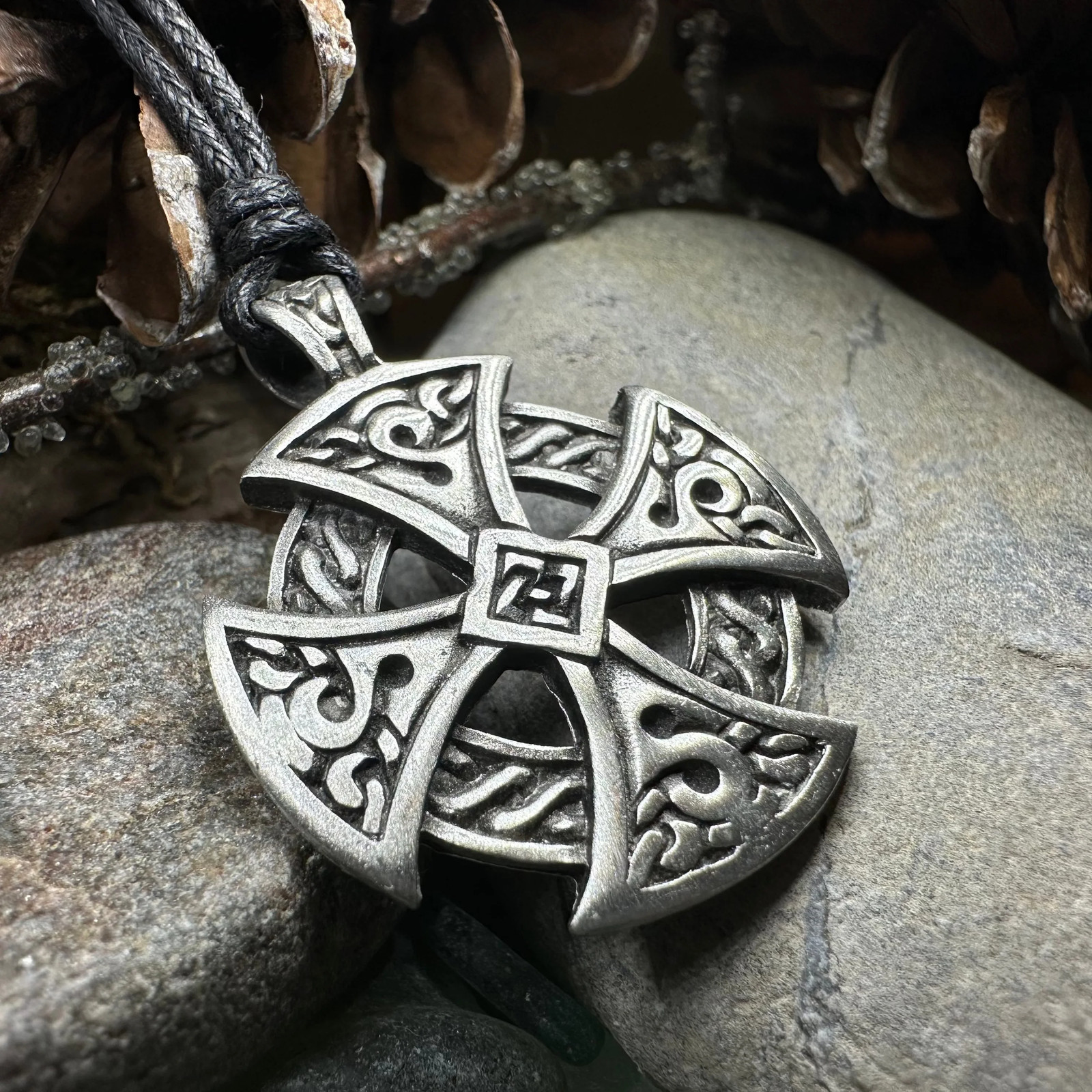 Celtic Cross Necklace Irish Scottish Welsh Pewter Pendant Mens Boys