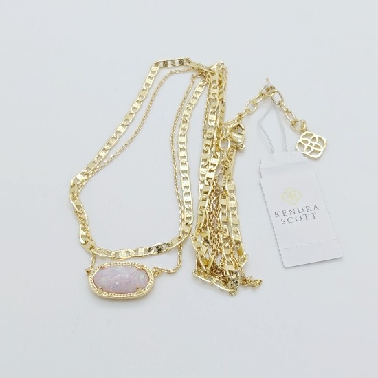 Kendra Scott Elisa Multi Strand Gold Pendant Necklace In Lilac Opal