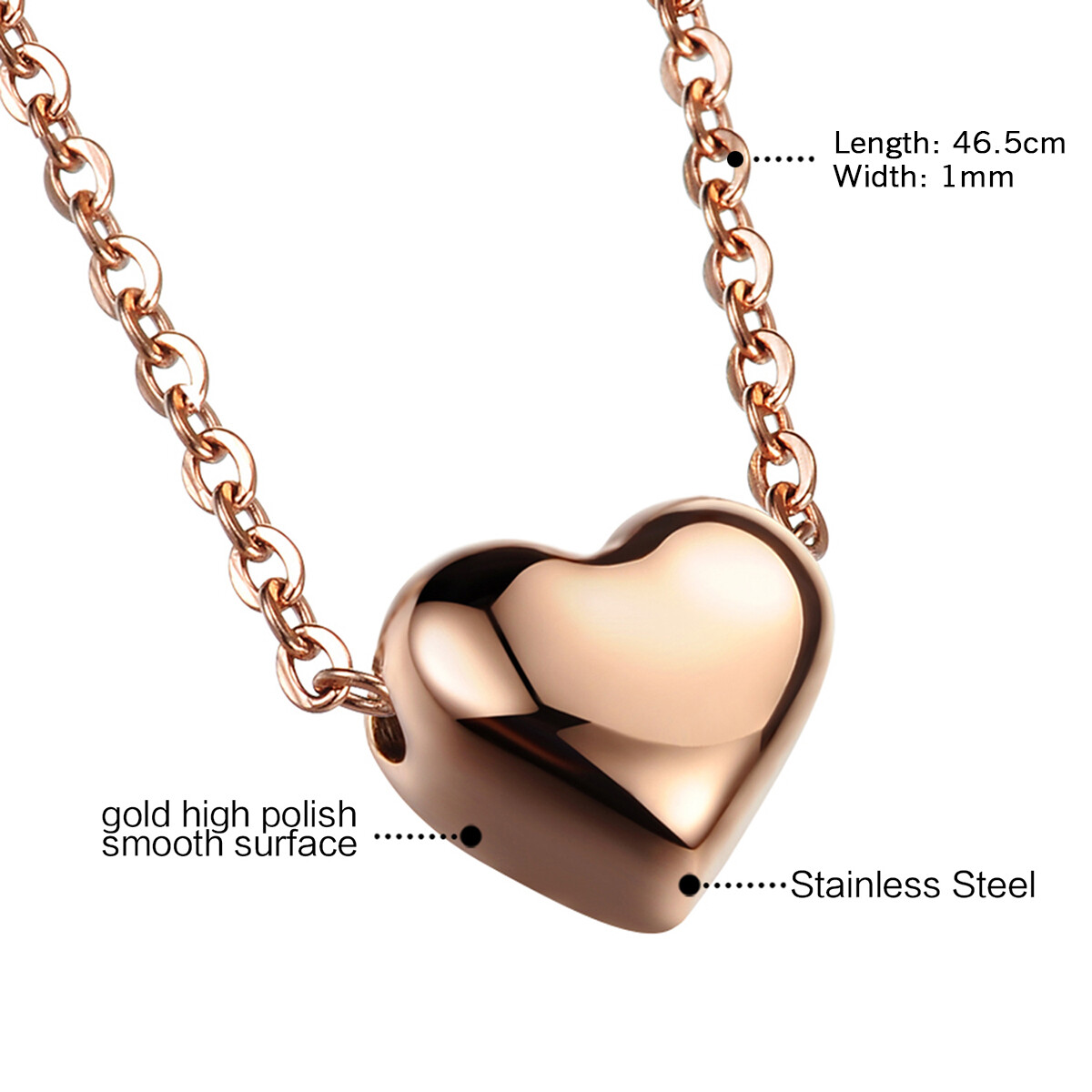 Women’s Girls Stainless Steel Heart Pendant Necklace Chain Valentine’s Day Gift