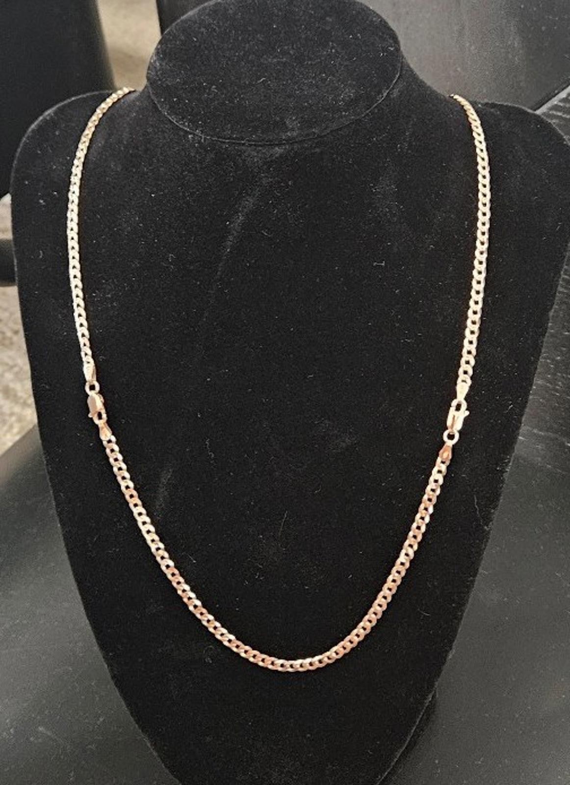22in 3mm Rose Gold Curb Bracelet Necklace
