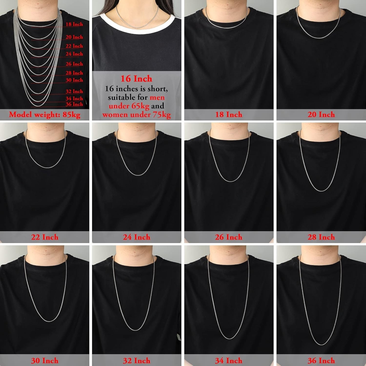 Durable Polished Square Rolo Chain Necklace with Lobster Clasp – Unisex Style