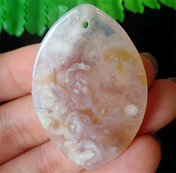 47x32x7mm Natural Cherry Blossom Agate Healing Marquise Pendant Bead DY4582