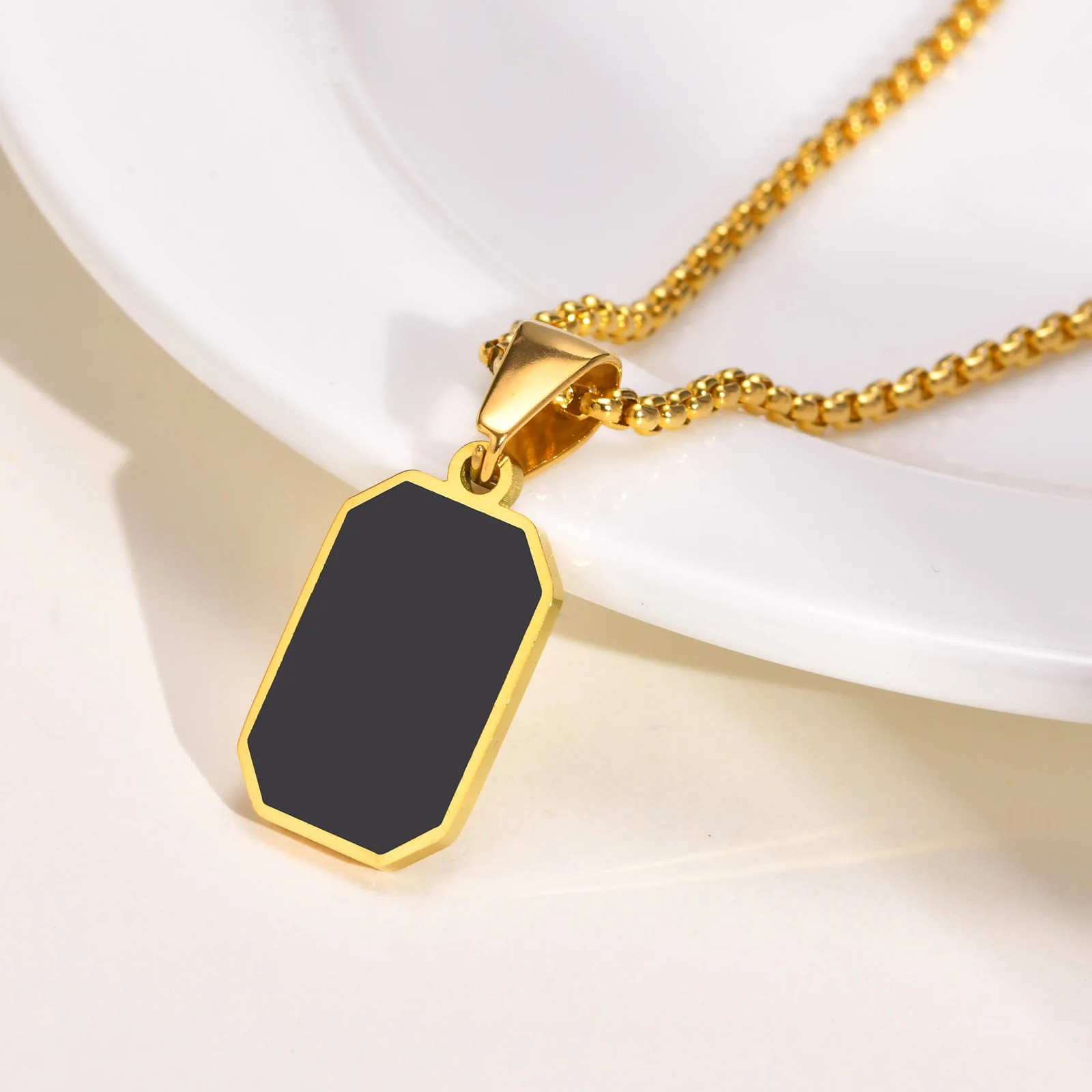 Men Stainless Steel Military Dog Tag Pendant Necklace Box Chain Jewelry Gift New
