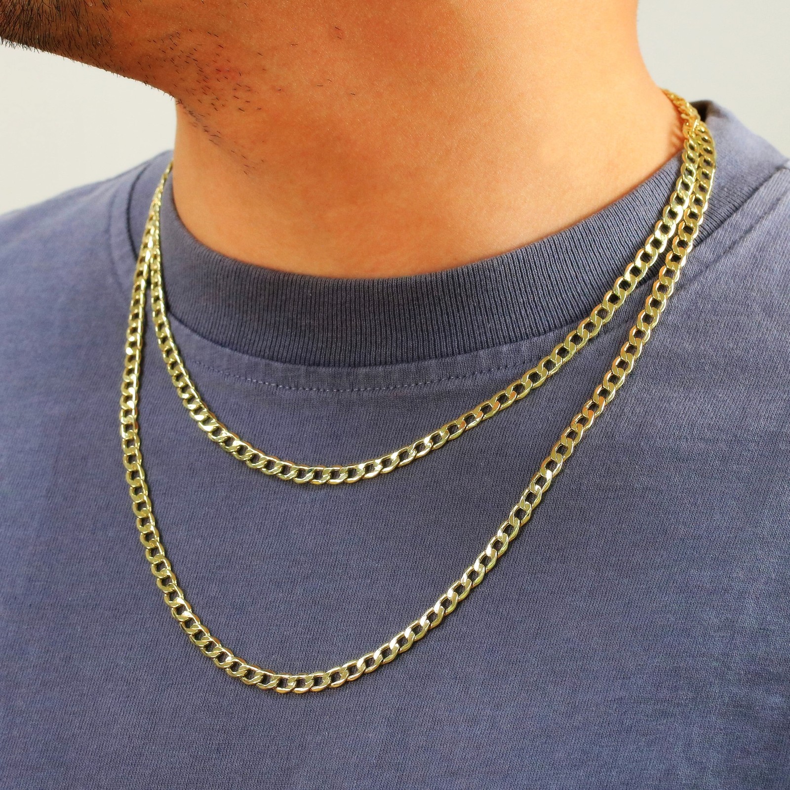 10K Yellow Gold 5.5mm Italian Cuban Curb Chain Link Necklace Mens Women 16″- 30″