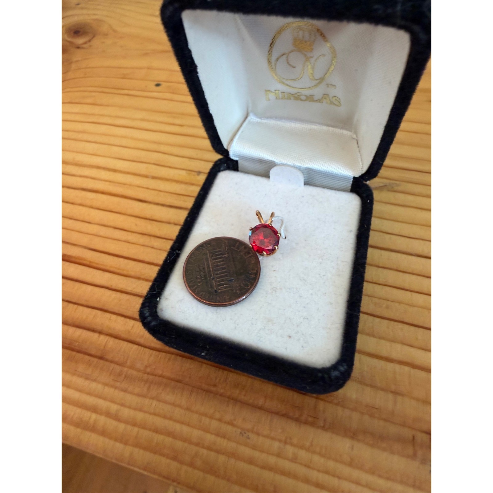 Vintage House of Nikolas 3ct Cubic Zerconia Ruby Yellow Gold-filled Pendant