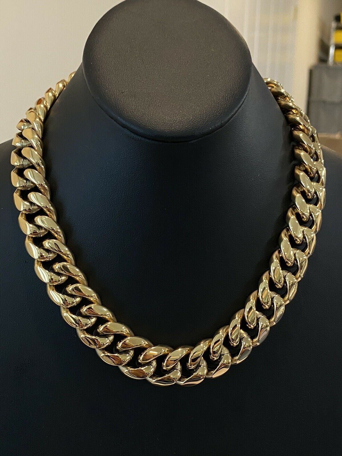 18mm Kilo Chain Solid 14k Yellow Gold Plated SS Miami Cuban Necklace Choker