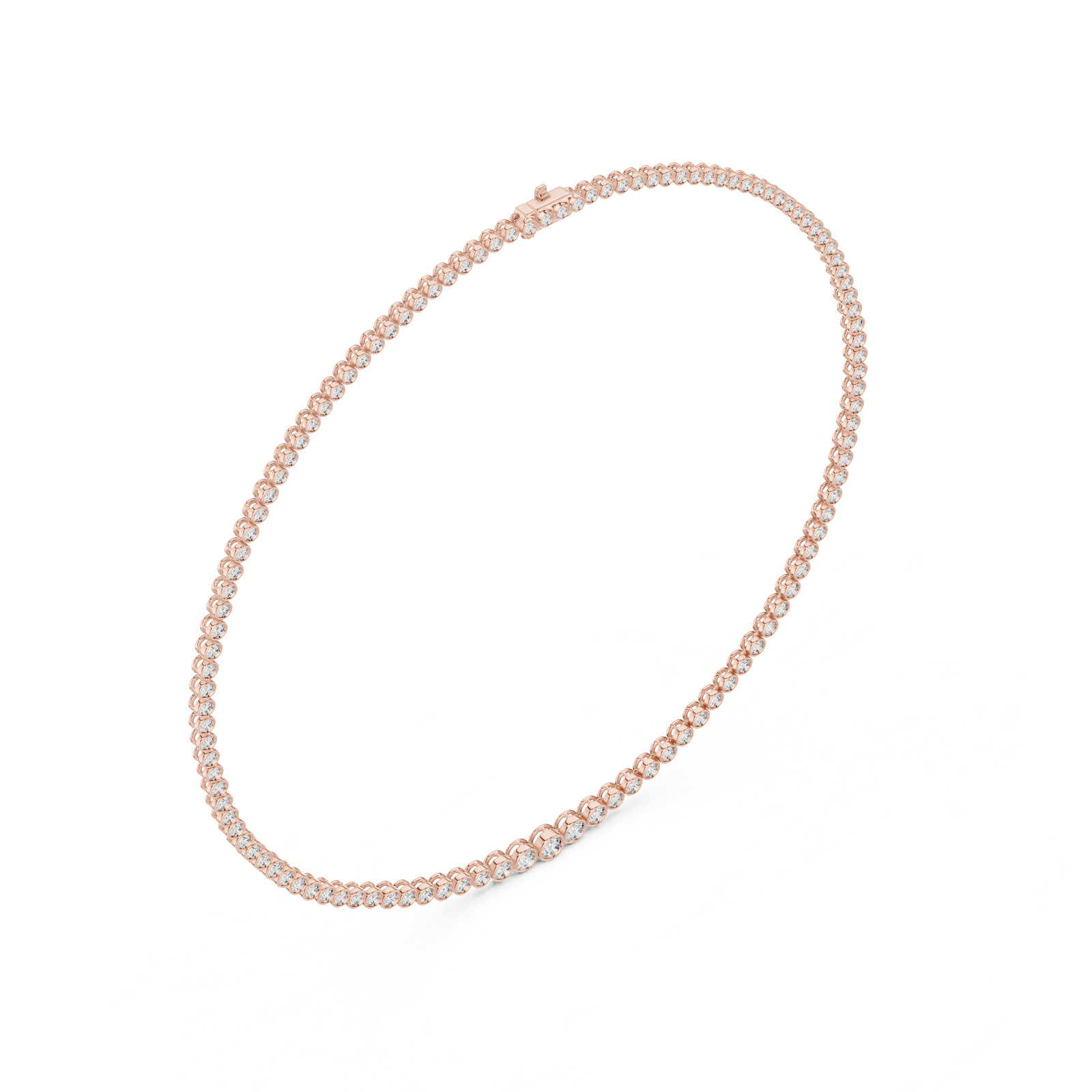 925 Silver Lab Grown Diamond Bezel Tennis Necklace Wedding Promise Gift For Her
