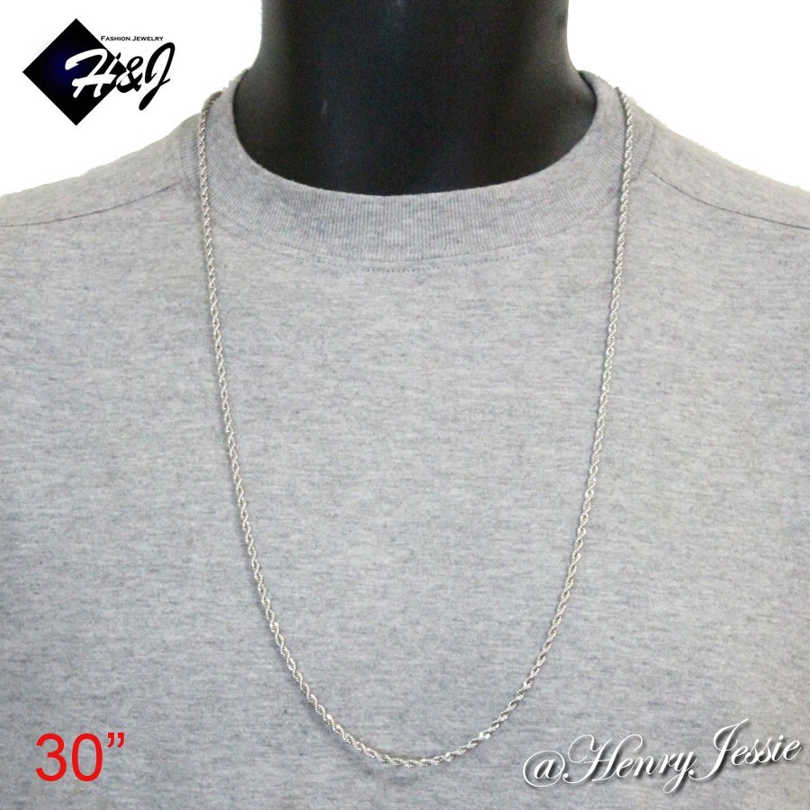 MEN WOMEN Stainless Steel 2.5mm Silver Smooth Rope Link Chain Necklace*20″24″30″