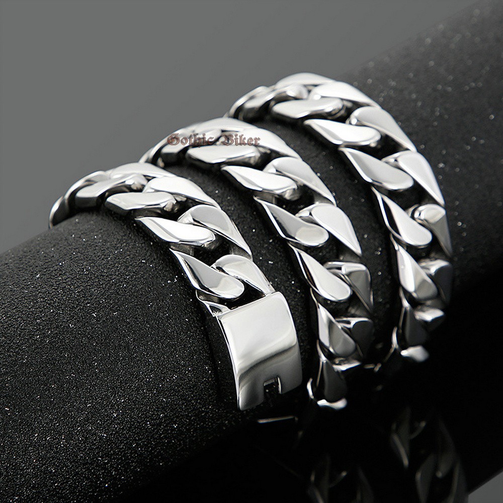 Heavy Wide Stainless Steel Curb Cuban Chain Men Necklace Polish 17mm 20mm 18-30″