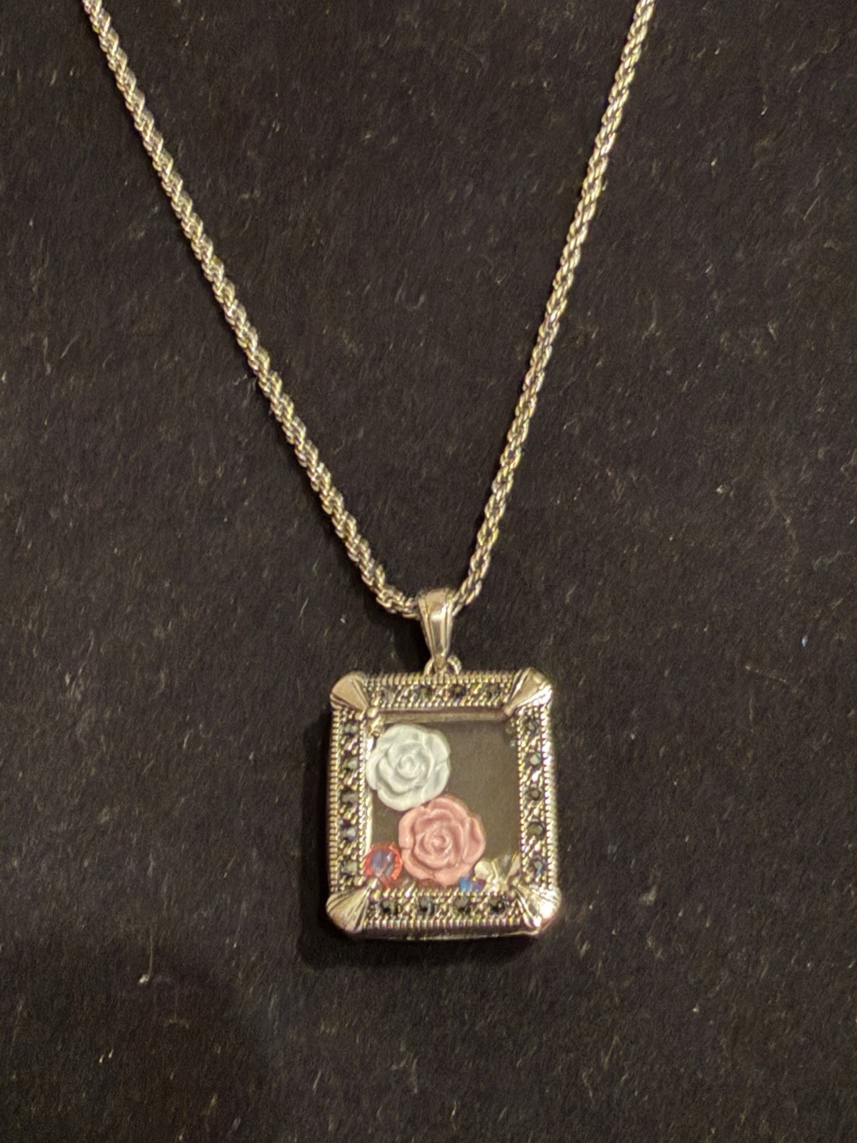 Origami Owl Square Marcasite Locket Set
